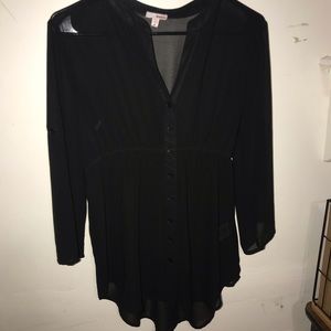 See Through Black Blouse, Button Down